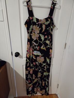 MSK Black Boho Maxi Dress with Pastel Floral Print